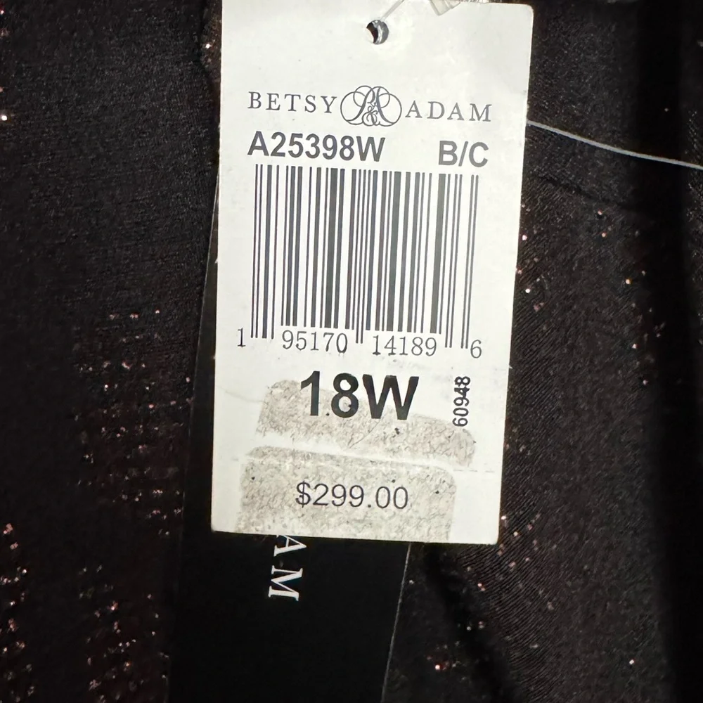 Betsy & Adam Ombré Glitter Print Gown size 18W NWT - Picture 9 of 10